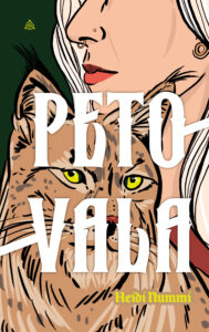 Kansikuva. Piirroskuva ilveksestä nuoren naisen sylissä.