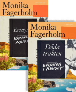 Kaksi kansikuvaa, molemmissa kollaasimainen kokoelma maisemavalokuvia ja mustavalkoisia valokuvia, keskellä musta muistikirja.