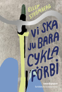 Ruotsinkielinen kansikuva. Tyylitelty piirroskuva asfalttitiestä pyöräilijän näkökulmasta.